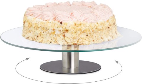 Relaxdays Obrotowa Patera Na Tort szklana Ø 30 cm