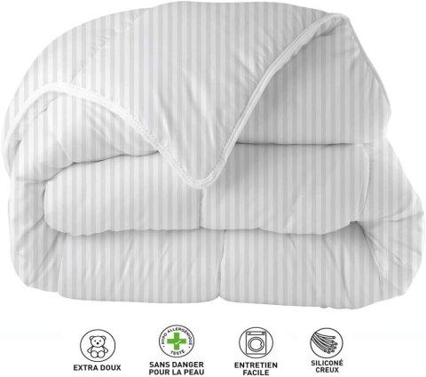 Blanrêve Satynowa kołdra pasiasta 140 x 200 cm 400 g/m² Mikrofibra biała