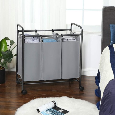 KOSZ NA PRANIE POJEMNIK ORGANIZER SZARY 3 x 44 L