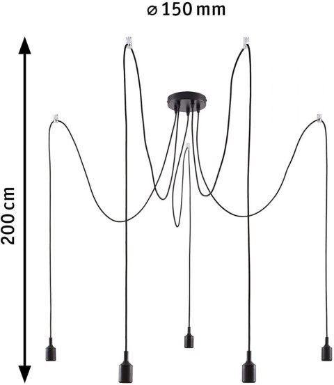 Paulmann Lampa wisząca pająk KETIL 5xE27 - czarny