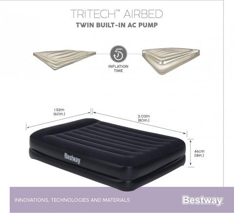Materac dwuosobowy Bestway 203 x 152 x 46 cm