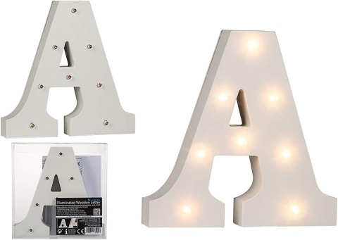 Out of the Blue drewniana litera A LED 16 cm