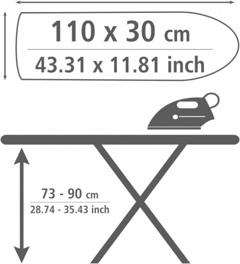 WENKO Base Deska do Prasowania 110x30 cm Regulowana z Podstawką pod Żelazko