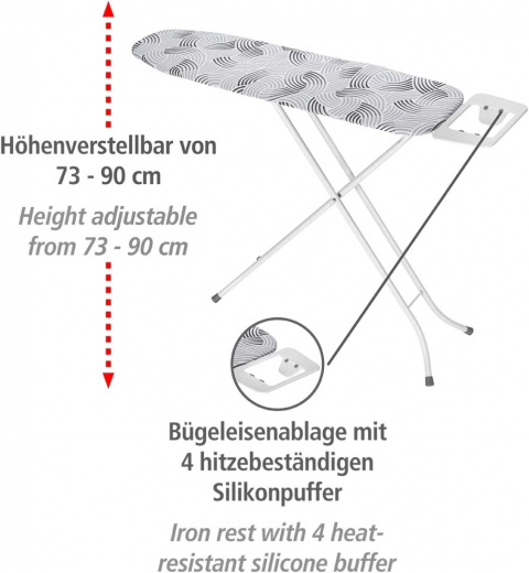 WENKO Base Deska do Prasowania 110x30 cm Regulowana z Podstawką pod Żelazko