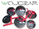 Amazon Basics zestaw garnków patelni 12 el. czerwony non-stick kompletny