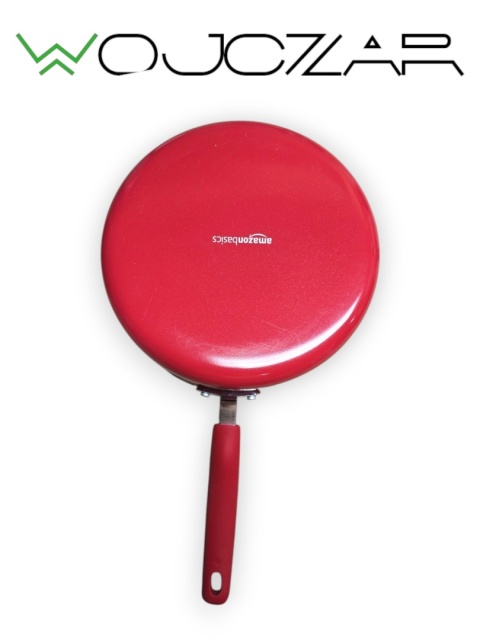 Amazon Basics zestaw garnków patelni 12 el. czerwony non-stick kompletny