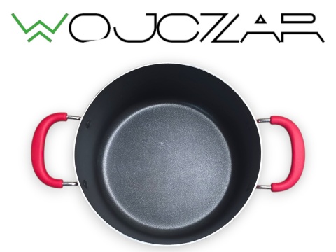 Amazon Basics zestaw garnków patelni 12 el. czerwony non-stick kompletny