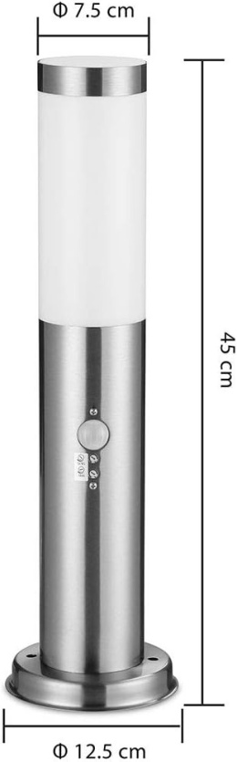 Słupek ogrodowy BAKAJI 45 cm E27 czujnik ruchu PIR IP44