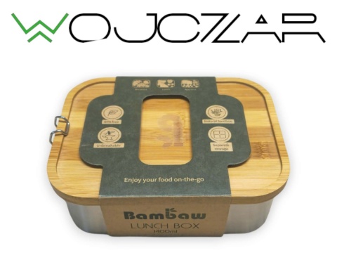 Bambaw Lunchbox Stal Nierdzewna 1400 ml z Bambusową Pokrywką BPA Free