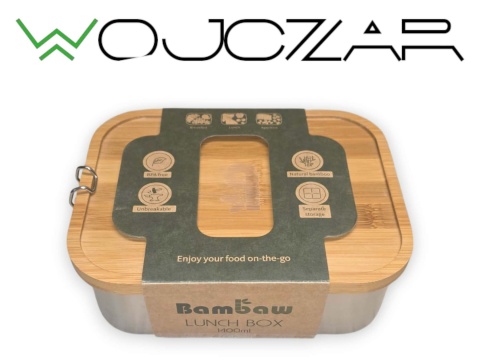 Bambaw Lunchbox Stal Nierdzewna 1400 ml z Bambusową Pokrywką BPA Free