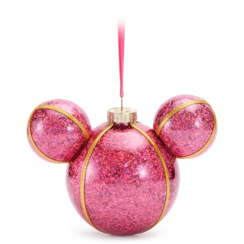 Bombka Disney Mickey Mouse różowa brokatowa szklana 16 cm