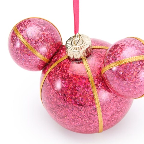 Bombka Disney Mickey Mouse różowa brokatowa szklana 16 cm