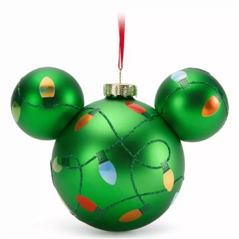 Bombka Disney Mickey Mouse zielona lampki świąteczne szklana 16 cm