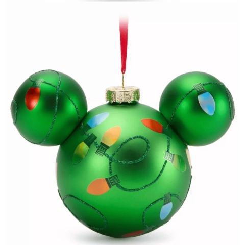 Bombka Disney Mickey Mouse zielona lampki świąteczne szklana 16 cm