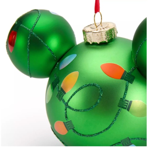 Bombka Disney Mickey Mouse zielona lampki świąteczne szklana 16 cm