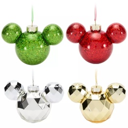 Zestaw 4 bombek Disney Mickey Mouse szklane czerwone zielone złote srebrne