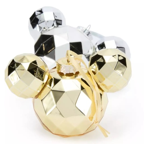 Zestaw 4 bombek Disney Mickey Mouse szklane czerwone zielone złote srebrne