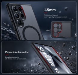 WojCzar Mobile Etui MagSafe Galaxy S24 Ultra Czarne Transparentne Plecki