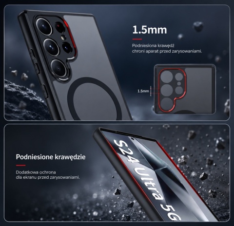 WojCzar Mobile Etui MagSafe Galaxy S24 Ultra Czarne Transparentne Plecki