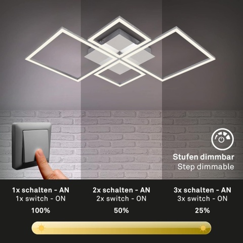 Plafon LED Briloner Frame 48W 4000 lm 3000K 75 cm ściemniany