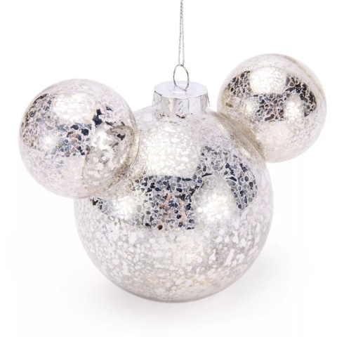 Bombka Disney Mickey Mouse srebrna szklana lustrzana 16 cm