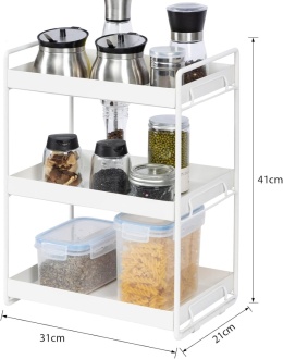 Regał kuchenny VINILITE 3-poziomowy metalowy organizer biały 41 cm