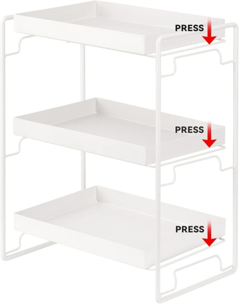 Regał kuchenny VINILITE 3-poziomowy metalowy organizer biały 41 cm